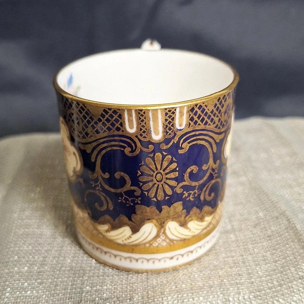 Crown Staffordshire Cobalt Blue‎ Gold Bone China Demitasse Espresso Cup Gilded